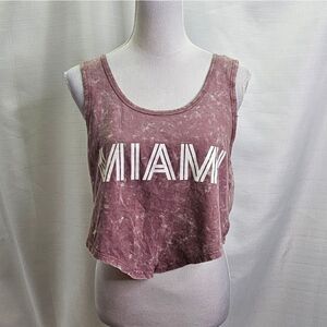 Bloom + Pop Heathered MIAMI Cropped Tank Top Size Large